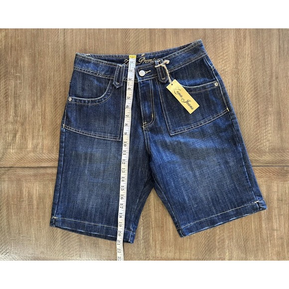 NWT Zena Premium Women’s Size 4 High Waisted Blue Denim Bermuda Shorts Pockets - Picture 11 of 14